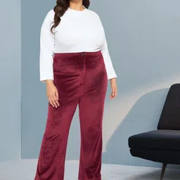 wild U Women Plus Size Smart Straight Fit High-Rise Bootcut Trousers image 3