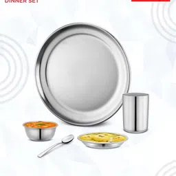 classic essentials Pack of 5 Stainless Steel Heavy Gauge Dinner Set image 2