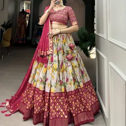 lady shopi Printed Semi Stitched Lehenga Choli image 5