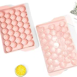 enrics home Mold for Freezer,Mini Circle Making 1.2in X 33PCS Sphere Pink Ice Ball Tray Beige Silicone Ice Ball Tray-picture-11