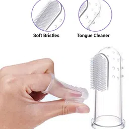 goodies outlet Stainless Steel Baby Feeding Bottle with Cleaning Brush, Finger Toothbrush & Bib image 2