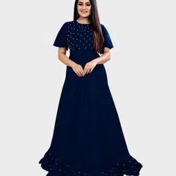 jatvedas Rayon Blend Stitched Anarkali Gown image 5