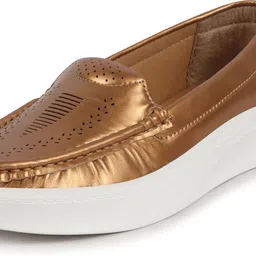 fausto Perforation Laser Cut Stitched Casual Slip On Loafer|Work|Outdoor|Office Wear Slip On For Women image 2