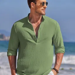 zartha Men Solid Cotton Blend Straight Kurta image 2