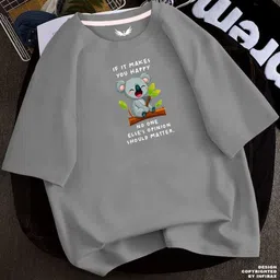 infirax Women Printed, Typography Round Neck Cotton Blend Grey T-Shirt-picture-21