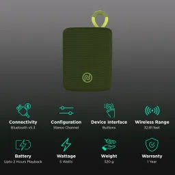 noise VIBE 2 5W Portable Bluetooth Speaker (IPX5 Water Resistant, TWS Pairing, Stereo Channel, Rustic Olive) image 2