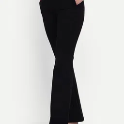 next one Women Flared Black Lycra Blend Trousers image 2