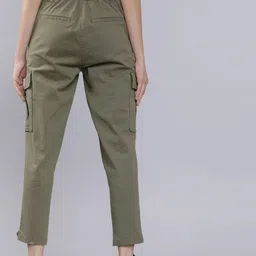 tokyo talkies Women Regular Fit Green Cotton Blend Trousers image 3