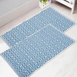 saral home Blue Cotton 2 ft x 3 ft Hand Woven Dhurrie (Pack of 2)-picture-18