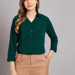 funday fashion Women Regular Fit Solid Spread Collar Casual Shirt-picture-11