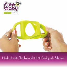 beebaby 100% Silicone Handle for Slim Neck Baby Feeding Bottle. (Green) 100% BPA Free. 4m+ image 2