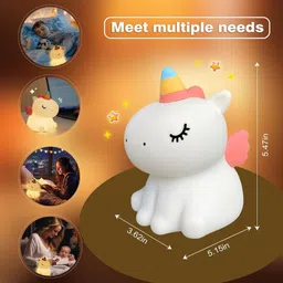 unzag Cute Unicorn Soft Silicone Night_Light USB Rechargeable Touch Control Animal Night Lamp image 5