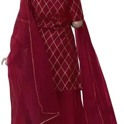 clofab Women Viscose Rayon Kurta Sharara Dupatta Set image 2