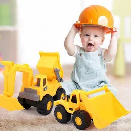 kru mir Unbreakable Pull Along Back Excavator Contruction Engineering Friction Power, Vehicle toy for Little kids image 5