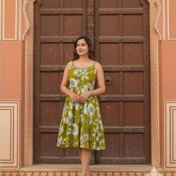 nuvell Women Fit and Flare Green Knee Length Dress-picture-14