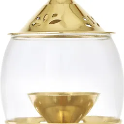 Narayan bhakti Akhand Diya for Home,Office,Puja,Mandir,Decorative Lantern with Borosilicate Glass, Brass Table Diya Set-picture-12