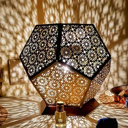 Decorative Electric Lantern With Aroma Diffuser For Home (10ml Aroma Oil Free) Brown Metal Table Lantern-image-21