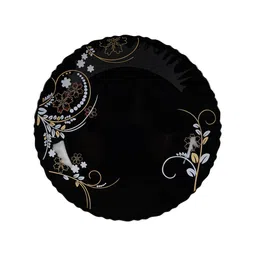 ceradeco 33 Pcs Printed Black Opalware Glossy Printed Dinner Set image 2