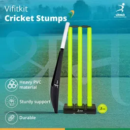 vifitkit Cricket Stumps for Cricket Ground, Match, Tournament Stump with Stand & Bails image 2