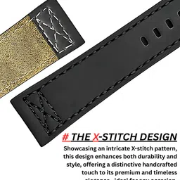 pantan [CROX] Premium Leather Watch Strap | Nylon X-Stitch Style | 24 mm Genuine Leather Watch Strap image 3
