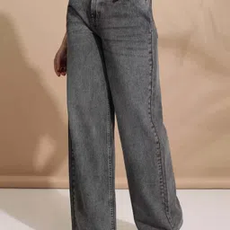 the rivvrs co Women Straight Fit High Rise Grey Jeans image 4