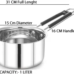 rbgiit Stainless Steel Pasta Bowl SS-03 Stainless Steel (22 Guage, Heavy Material) Sauce Pan / Milk - Tea PAN 3 pcs Combo Set Capacity:- 1, 1.5, 2 Liter Sauce Pan 15.5 cm, 17 cm, 18.5 cm Diameter (Non-Stick) Cookware Set Stainless Steel Base Sauce & Milk pan, Sauce and Milk Pot, Tea & Coffee Pan with PVC Grip Handle, Sturdy Shape for Unique Look Stainless Steel Sauce Pan/Milk PAN/Tea PAN/Tapeli/Patila/Bhagona image 3