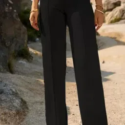 belfry Women Regular Fit Black Cotton Blend Trousers-picture-10