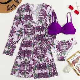second skins Graphic Print Women Purple Swimsuit-picture-28