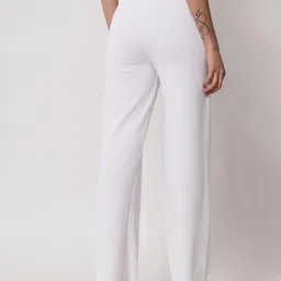 kotty Women Regular Fit White Viscose Rayon Trousers image 2