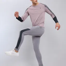 technosport Men Colorblock Round Neck Polyester Purple T-Shirt image 5