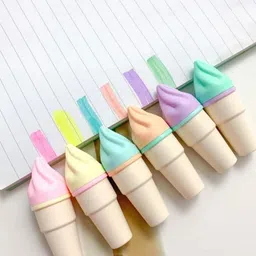 extraposh 6 pcs Ice Cream Cone Highlighter OFFICE SCHOOL STATIONERIES image 2