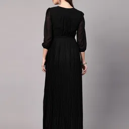 aayu Women Fit and Flare Black Maxi/Full Length Dress image 2