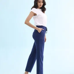 go colors Women Solid Blue Track Pants image 3