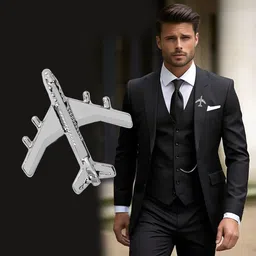 EXOTICA Fashions Airplane Silver Flight Attendant Tie Pin Jet Flight Badge Brooch Accessory Brooch image 3