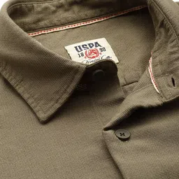 u.s. polo assn. denim co. Men Regular Fit Solid Cut Away Collar Casual Shirt image 2