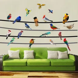 174 cm beautiful birds sitting on wire colorful decorative wall sticker (pvc vinyl) Self Adhesive Sticker-image-41