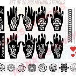 Mehndi Stencil Set for Women & Girls | Reusable Bridal & Festival Mehndi M_F024 Hand Mehndi Stencil Stencil-image-24