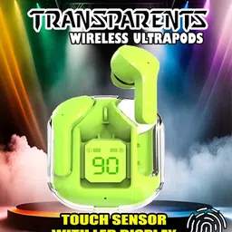 crecro Ultrapod Bluetooth Earbuds Headset Crystal Transparent Design,LED Display BU42 Smart Headphones-picture-12