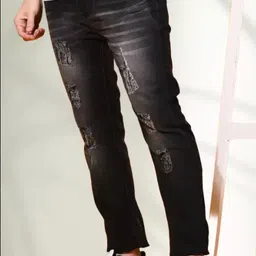 glossy Men Slim Mid Rise Grey Jeans image 2