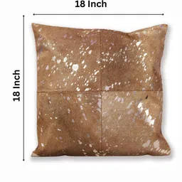 dazzhome Beige and Silver Hair On Leather 18 x 18 Inches Cushion Cover image 3