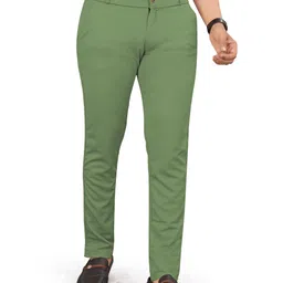 shreyannk Men Slim Fit Green Lycra Blend Trousers image 5