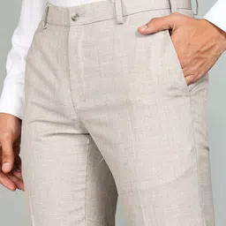 raymond Men Regular Fit Beige Polyester Trousers image 5