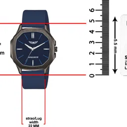 analogue Hexa Gun Metal Series | Smart Watch Strap | 3D Glass | Smart Clip | Soft Silicon Analog Watch - For Men ANLG-916-BLUE-BLUE image 3