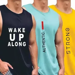 expert choice Pack of 3 Men Printed Round Neck Polyester Multicolor T-Shirt-picture-15