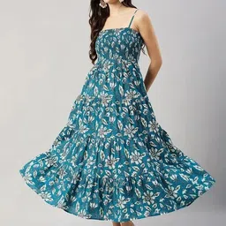 liaparo Women Fit and Flare Blue Midi/Calf Length Dress-picture-12