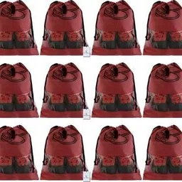 vaidraj Travel Shoe Bag Shoe Pouch for Travelling Pack of 12 Shoe Cover for Travel 7_12 Polyester, Plastic Maroon Boots Shoe Cover, High Ankle Shoe Cover, High Heeled Shoe Cover, Toes Shoe Cover-picture-18