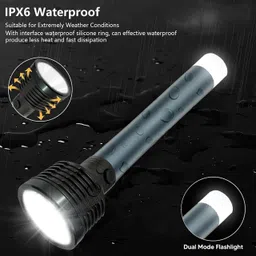 dazzel flex 9051 Long Range Torch Rechargeable Search Light LED Flashlight Aluminium Body Torch image 2