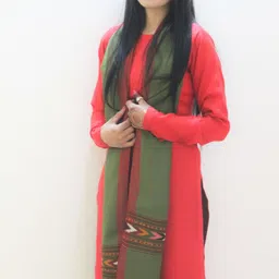 himalayankraft Woven Pure Wool Women Green Stole image 2