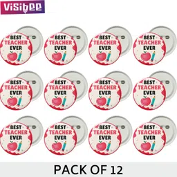 Visibee Best Teacher Ever Pin Badges Set of 12 – 58mm Round Button Badges for Gifts Brooch-picture-15