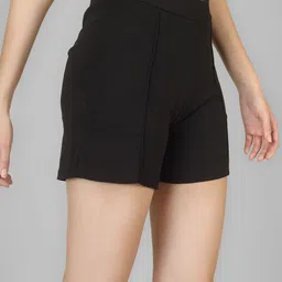 yunic29 Solid Women Black Regular Shorts image 4